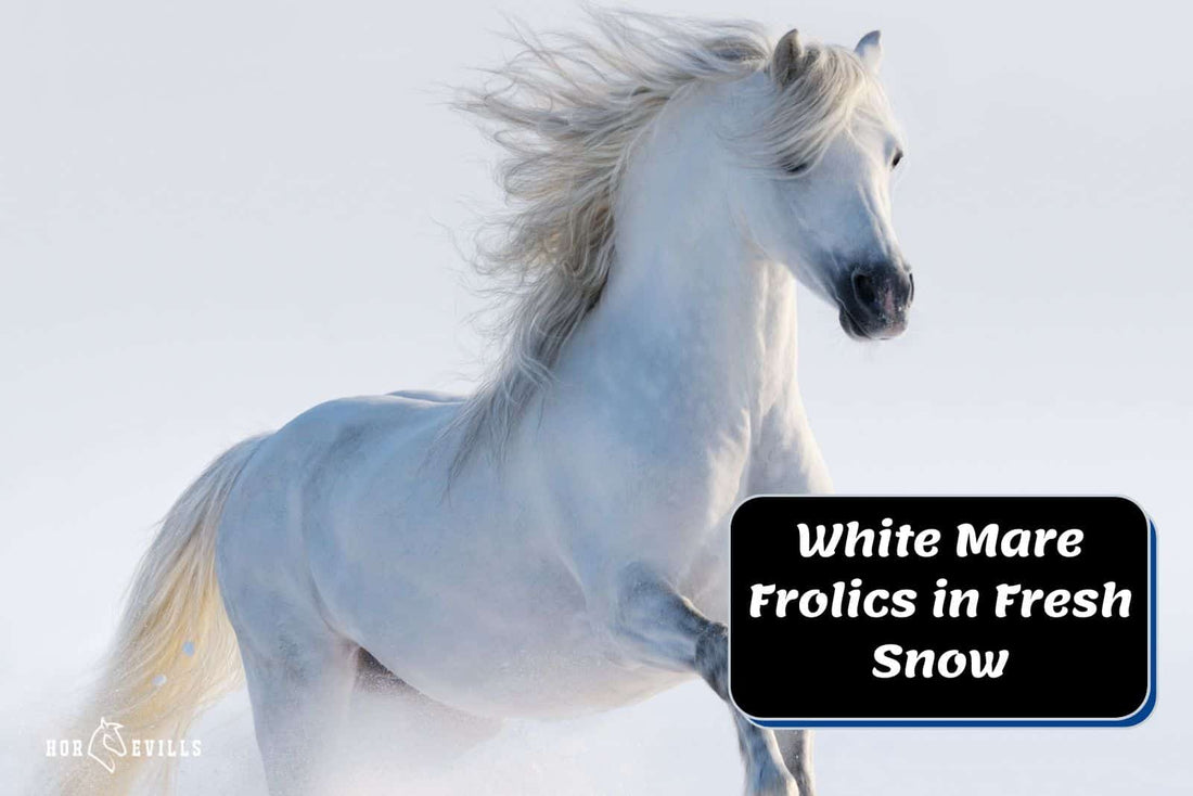 White Mare Frolics in Fresh Snow (Video to Make You Happy!)